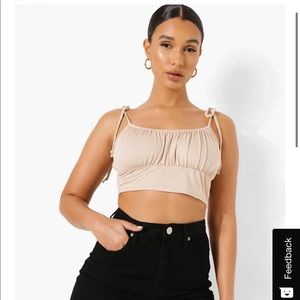 Boohoo Brown Ruched Tank Top